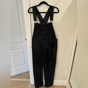 Free People Ziggy Dark dark Gray/ Black Cuffed Jean Overalls size Medium